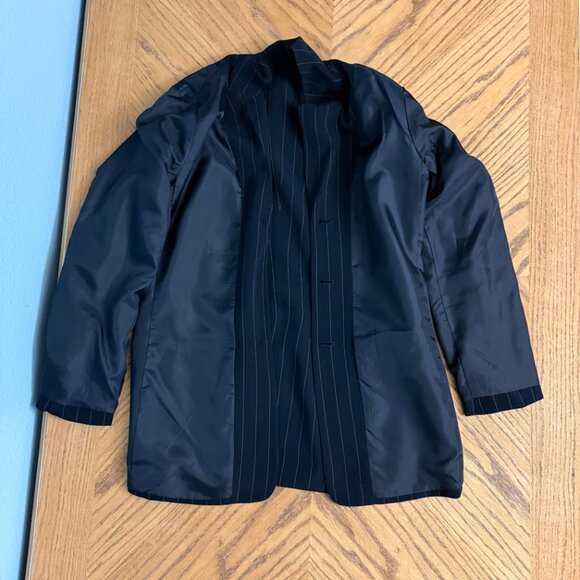 Liz Claiborne 2 Piece Pinstripe Silk Pant Suit Set Size 10 - Picture 15 of 16